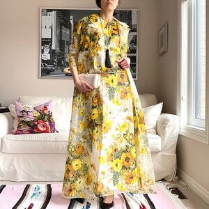 Vintage floral A-line maxi dress